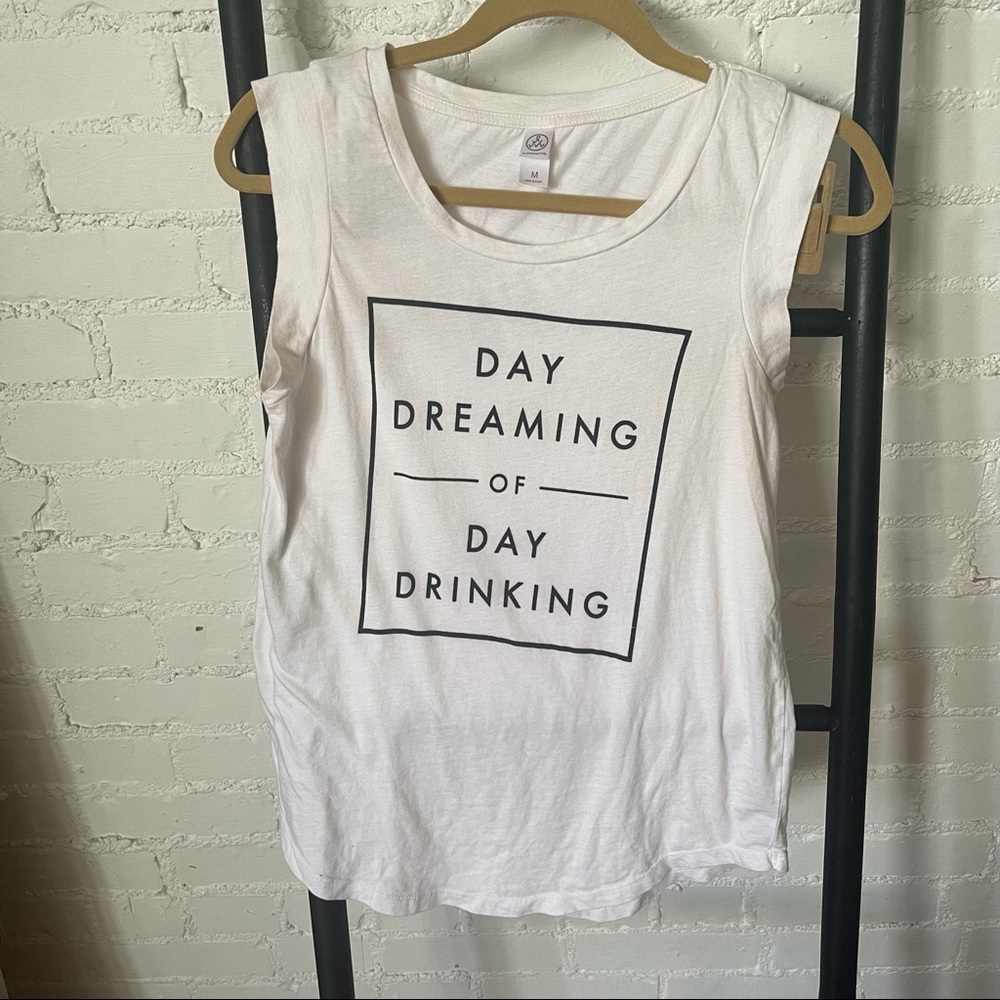 Day drinking white tank tee